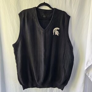 Michigan State Spartans Embroidered Cutter & Buck Sweater Vest Mens Black